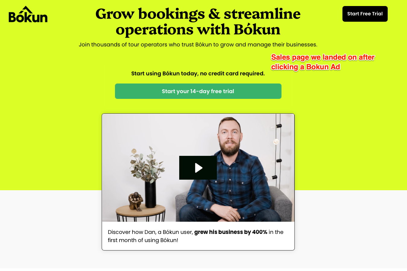 Bokun Sales Page